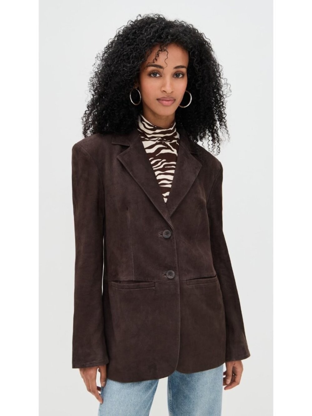 NWT Reformation x VEDA Leon in Mole Suede Oversized Leather Blazer Jacket S
